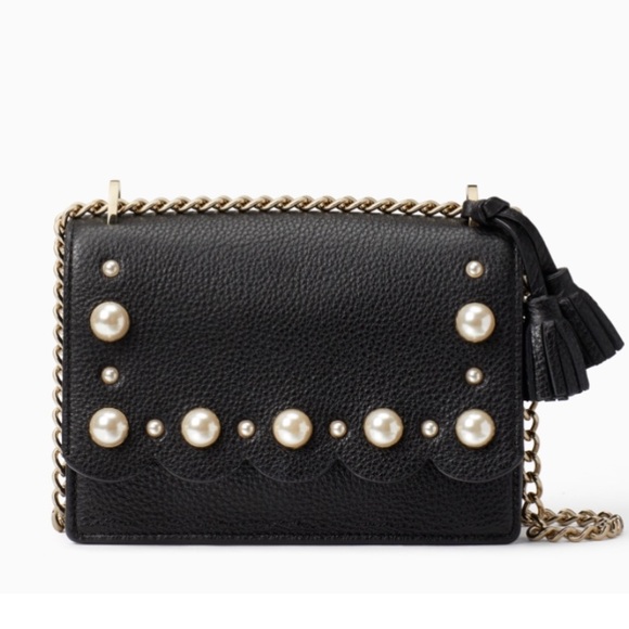 Rare🔥Authentic Kate Spade leather/pearls chain flap magnetic Crosby - Picture 5 of 8